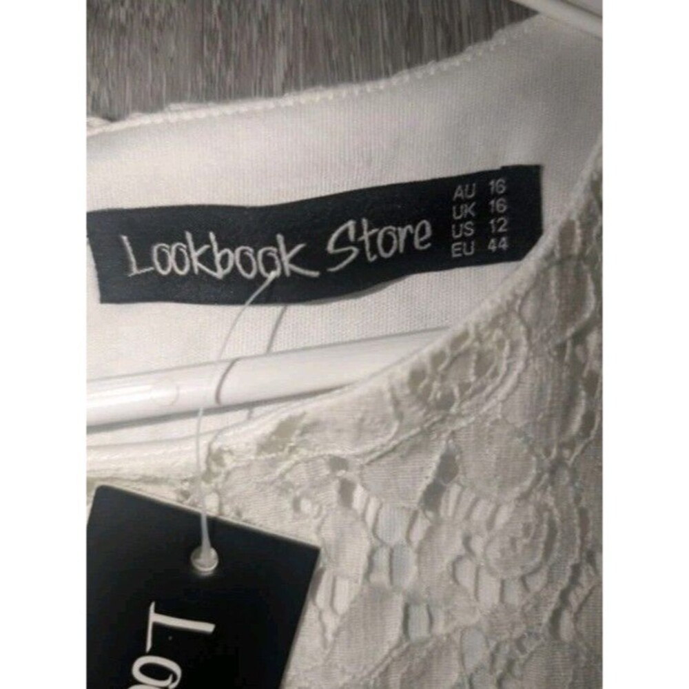 Lookbook Women’s Maxi Dress Size 12 Ivory 3/4 Sleeve Lace NEW with Tags - Picture 8 of 15